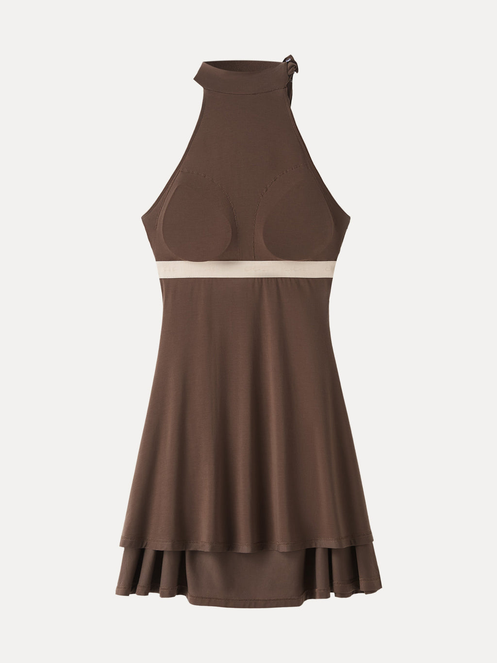 Vestido brami mini de cuello alto con lazo y fruncido
