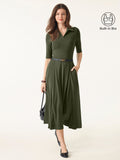 Vestido midi brami de cuello polo y manga a codo