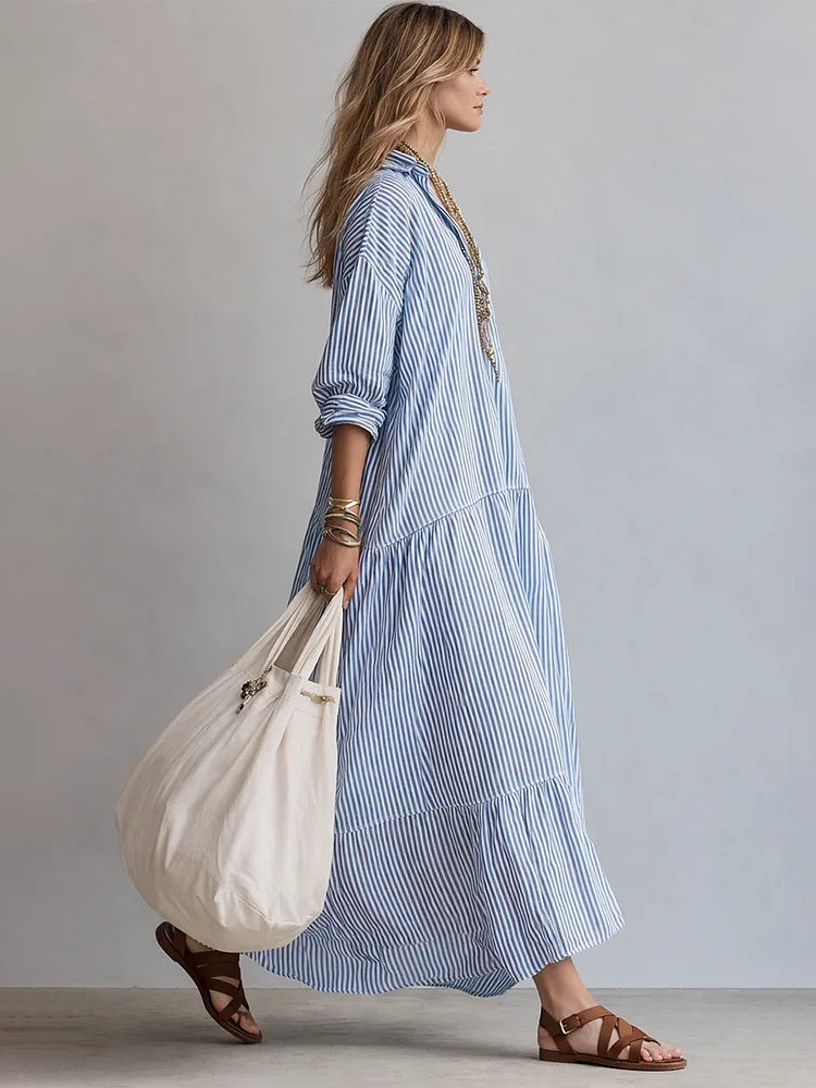 Vestido maxi Harper de rayas y lino