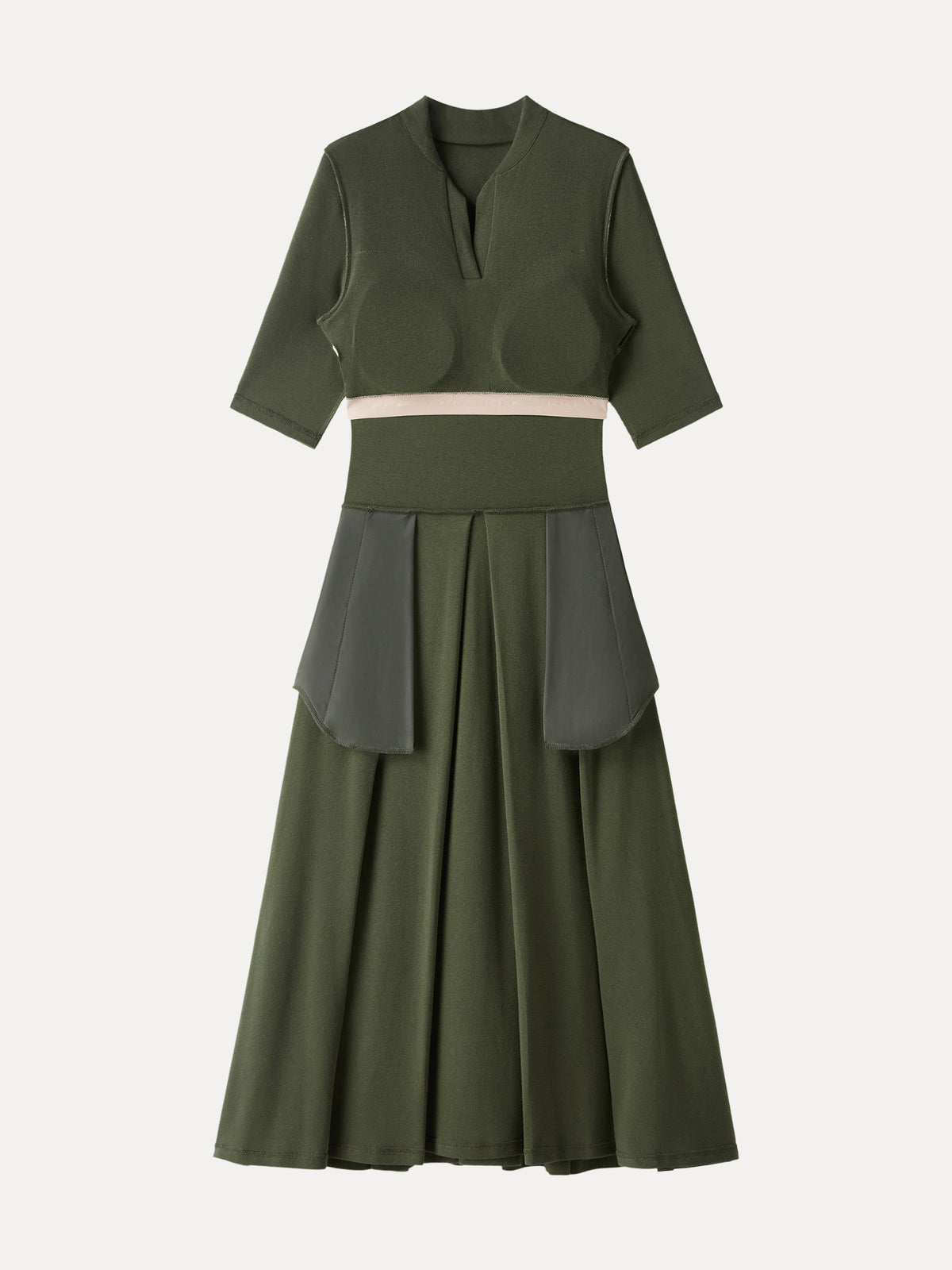 Vestido midi brami de cuello polo y manga a codo