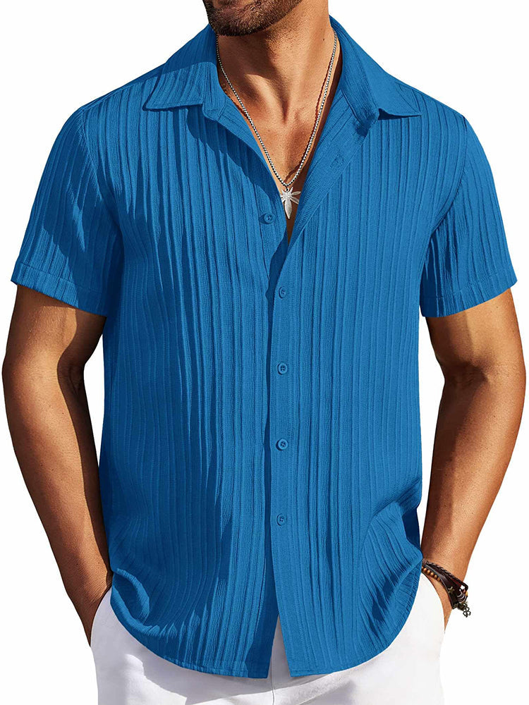 Camisa texturizada de playa de manga corta