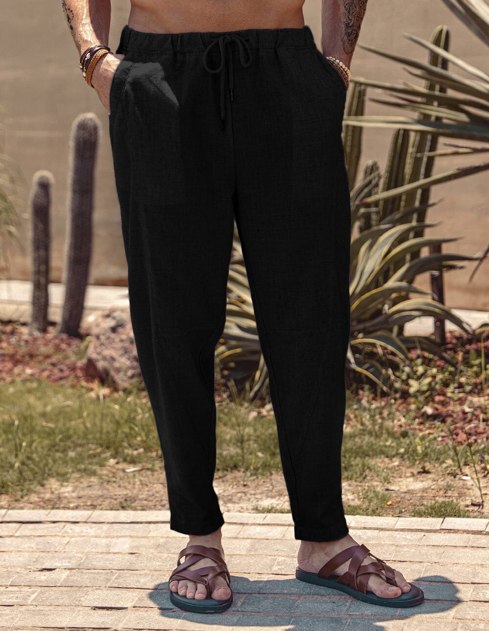 Pantalón harem holgado estilo playa