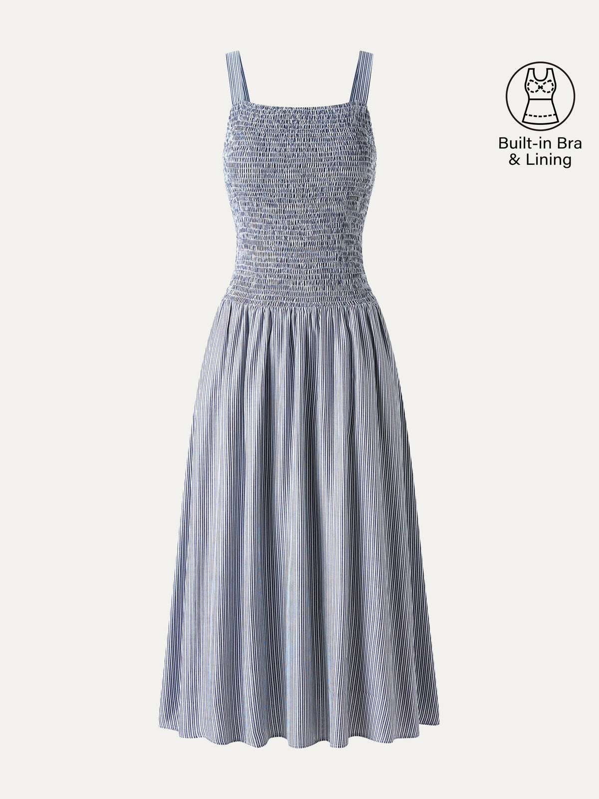 Vestido midi brami de popelín a rayas con espalda abierta