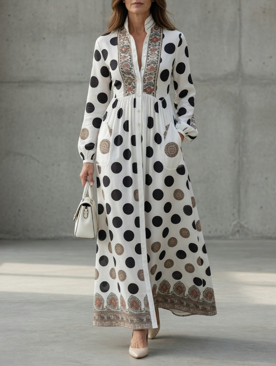Vestido maxi Luna firma de lunares