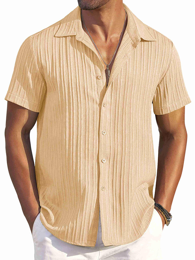 Camisa texturizada de playa de manga corta