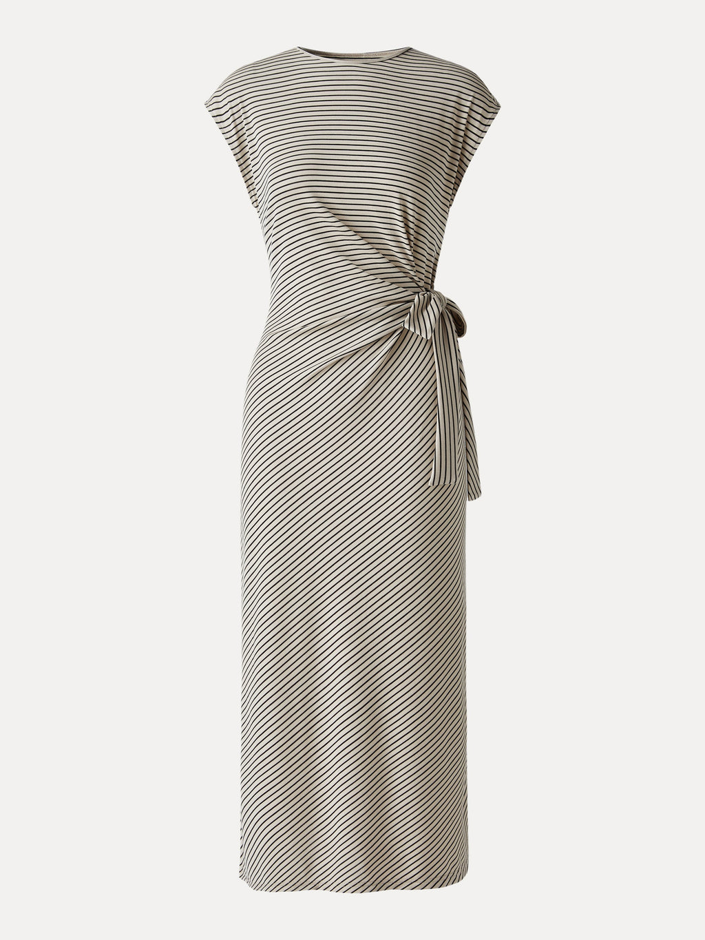Vestido midi de rayas relajado con lazo ajustable