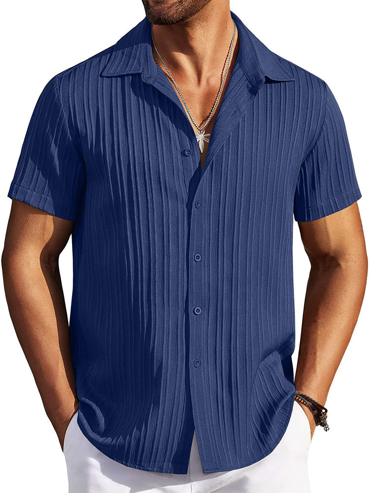 Camisa texturizada de playa de manga corta