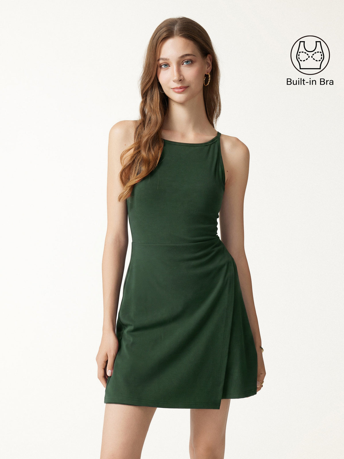Vestido corto brami cruzado de cuello barco