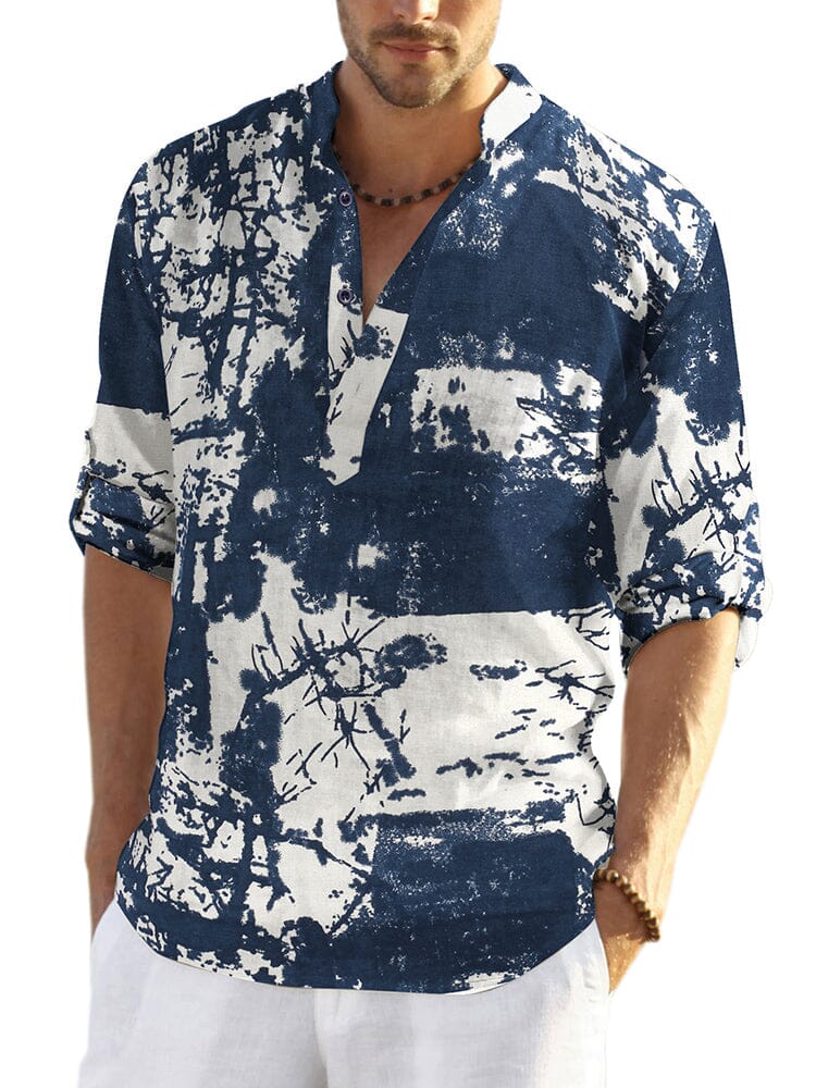 Camisa henley de algodón y cáñamo