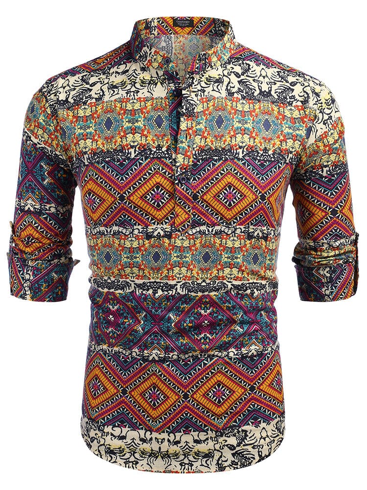 Camisa henley de algodón y cáñamo