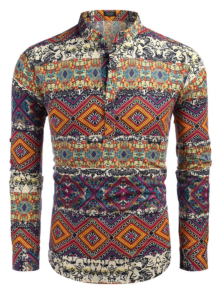 Camisa henley de algodón y cáñamo