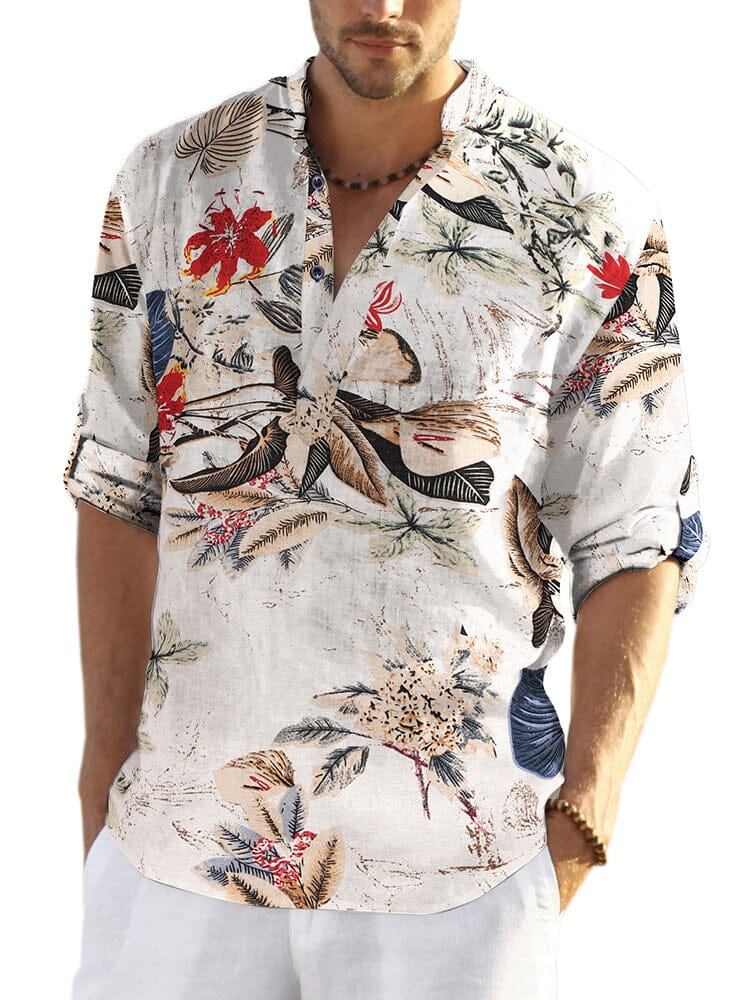 Camisa henley de algodón y cáñamo
