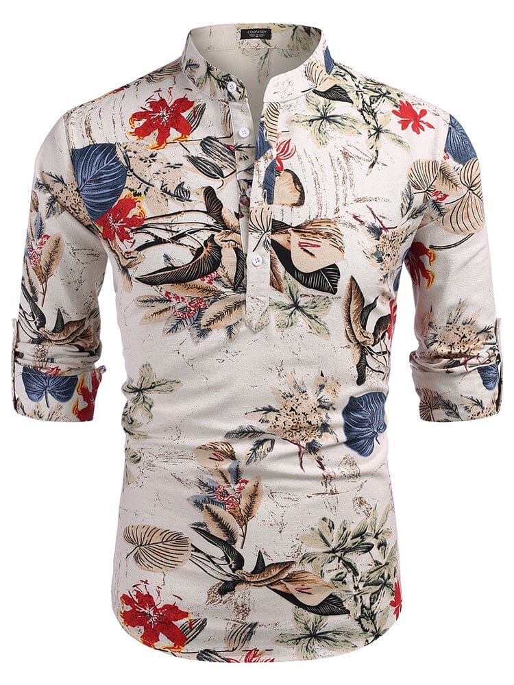 Camisa henley de algodón y cáñamo