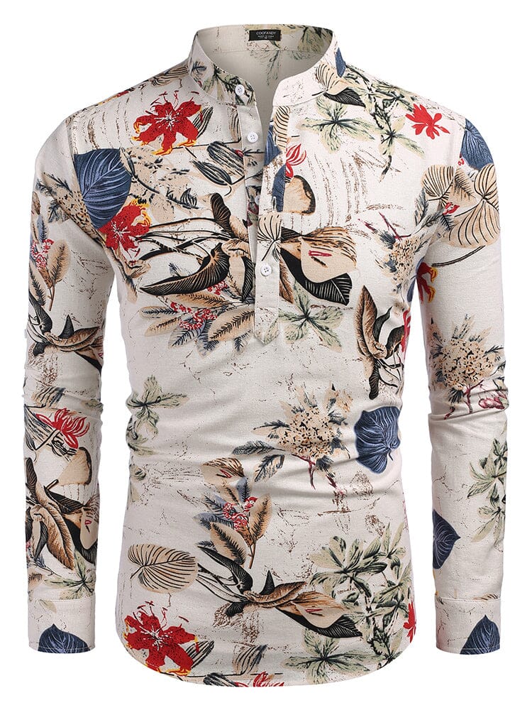 Camisa henley de algodón y cáñamo