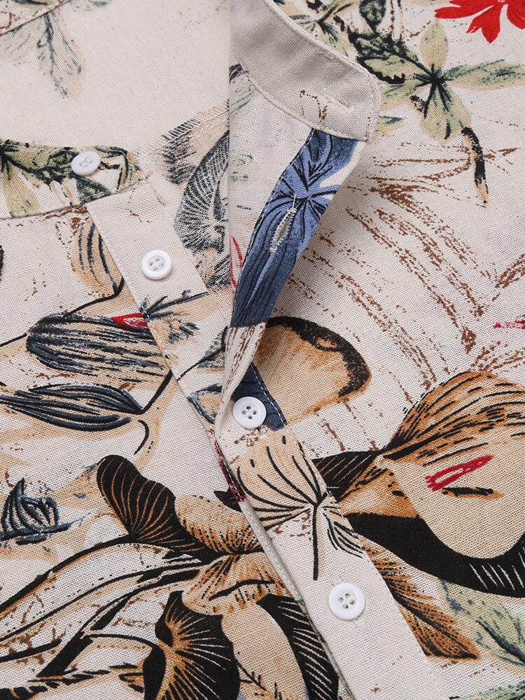 Camisa henley de algodón y cáñamo