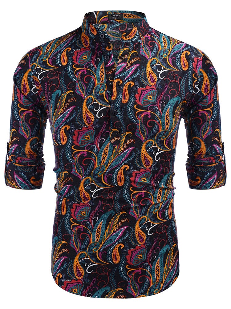 Camisa henley de algodón y cáñamo