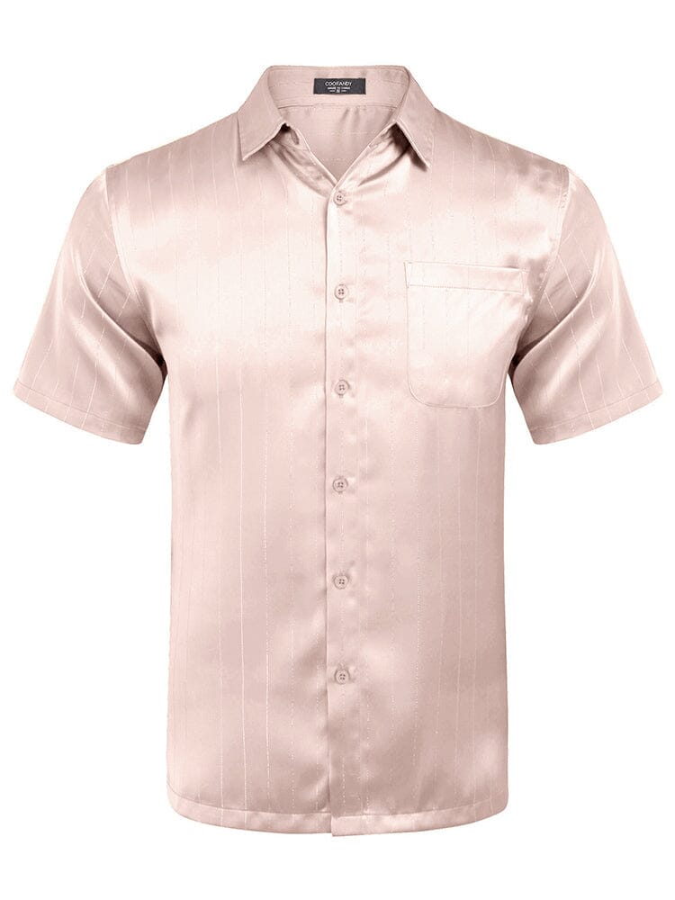 Camisa de satén sedoso de manga corta