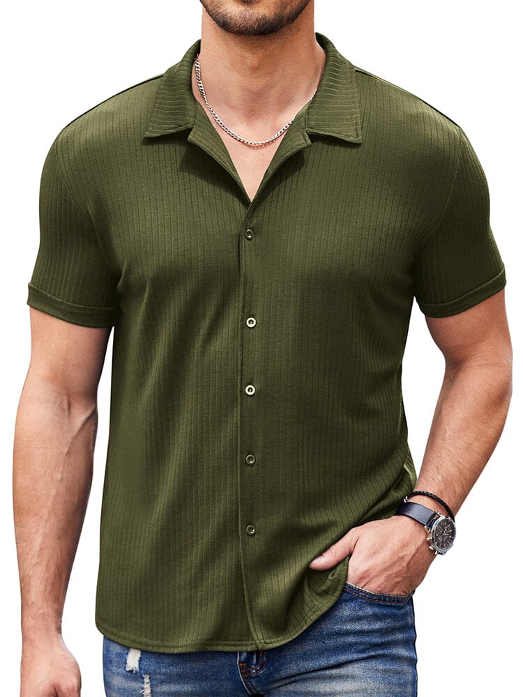 Camisa de punto canalé slim casual
