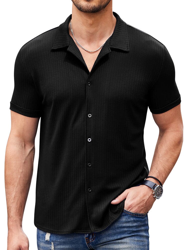 Camisa de punto canalé slim casual