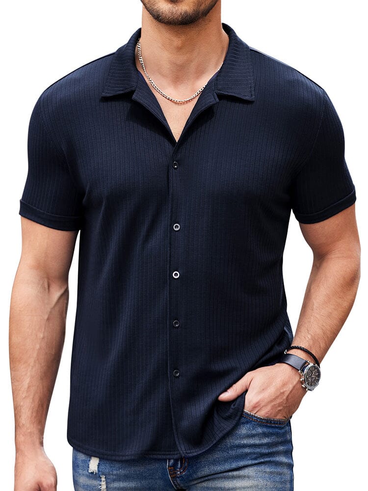 Camisa de punto canalé slim casual
