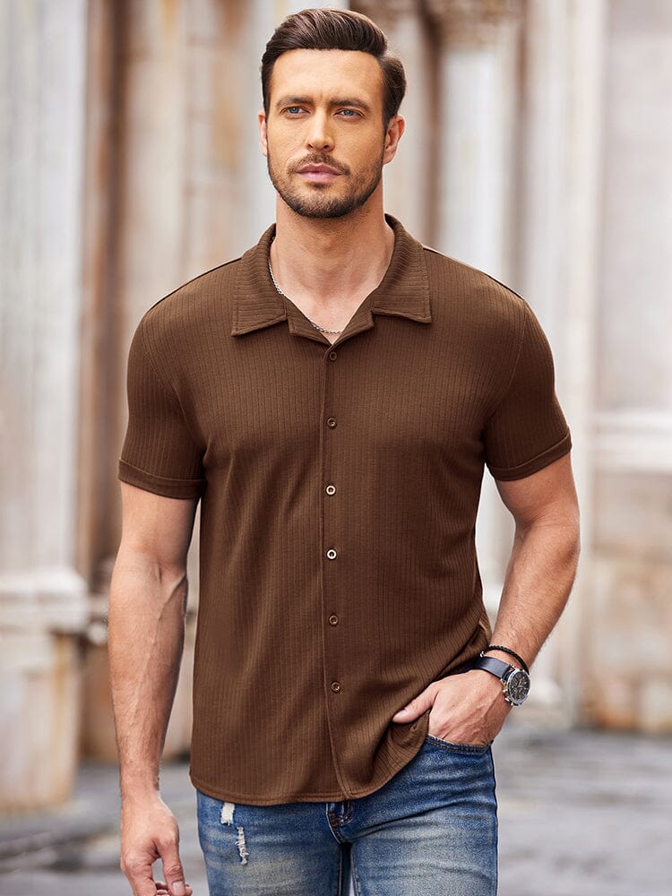 Camisa de punto canalé slim casual