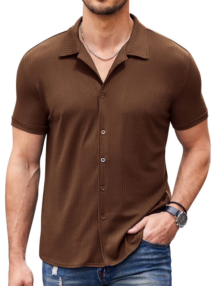 Camisa de punto canalé slim casual