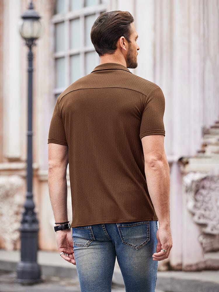 Camisa de punto canalé slim casual