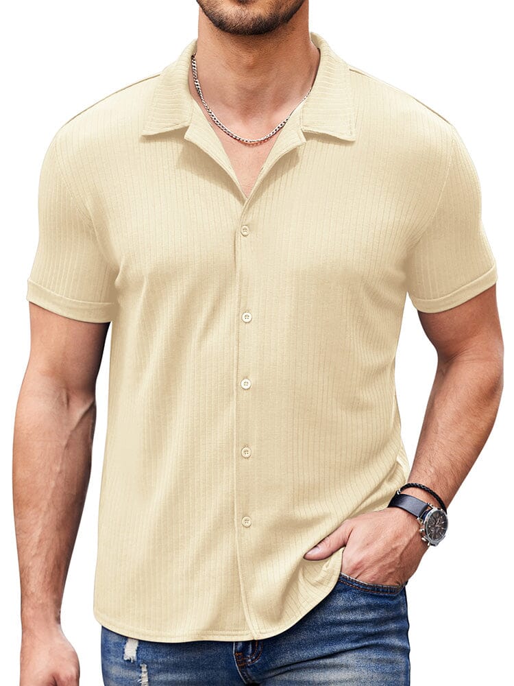 Camisa de punto canalé slim casual