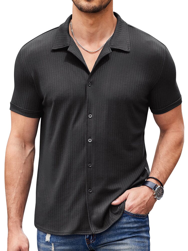 Camisa de punto canalé slim casual