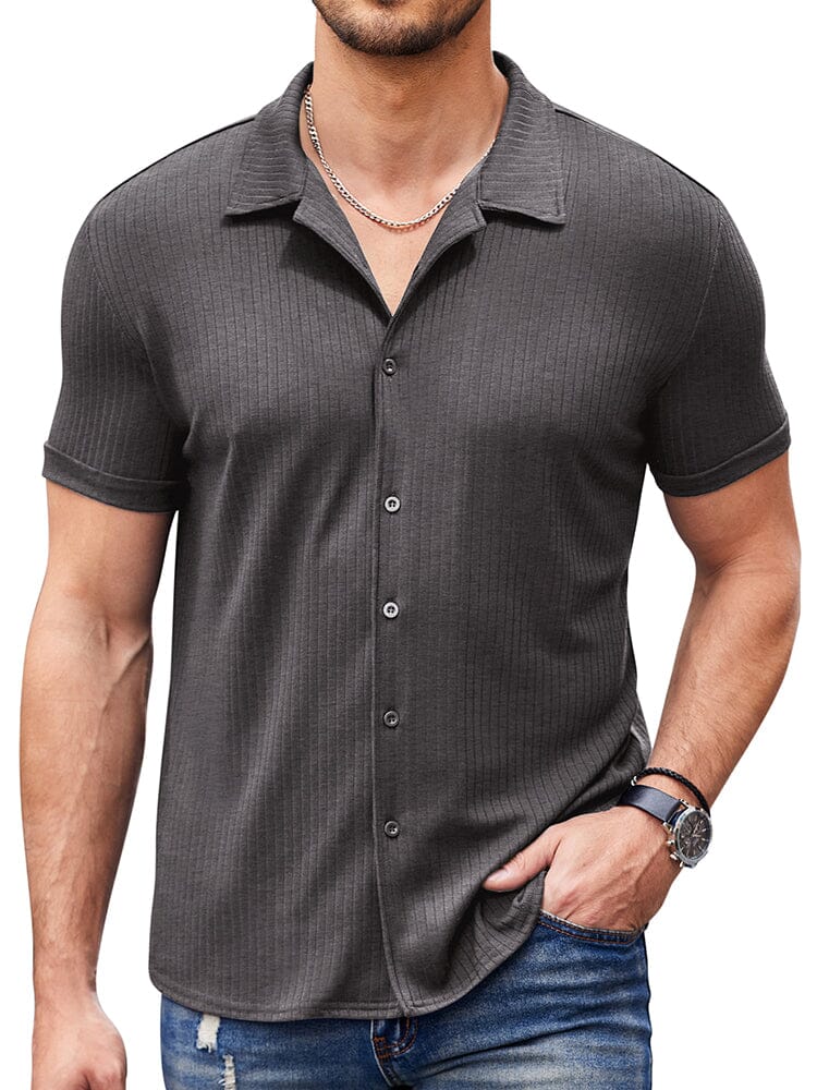 Camisa de punto canalé slim casual