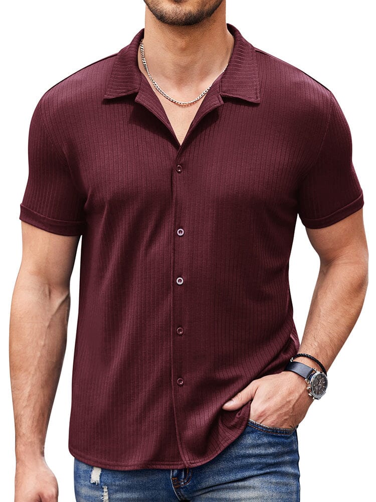 Camisa de punto canalé slim casual