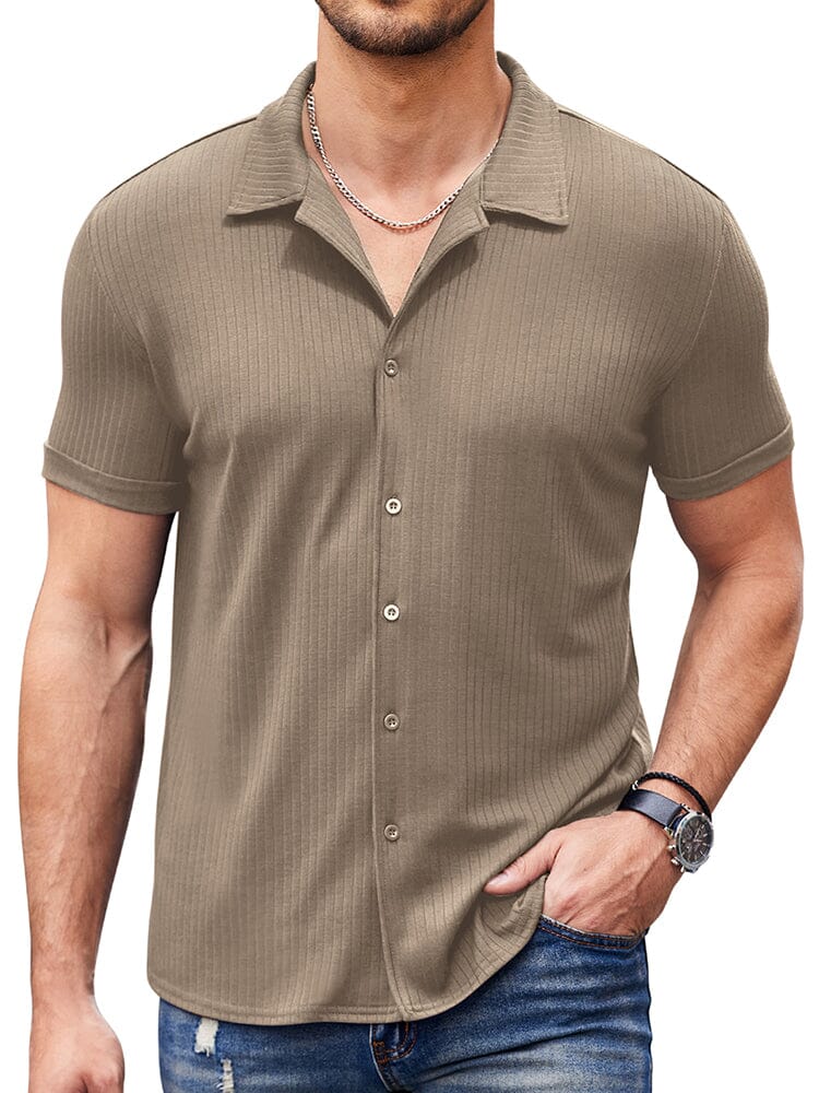Camisa de punto canalé slim casual