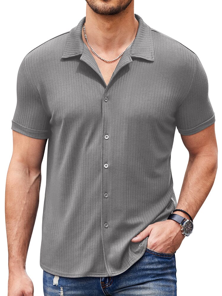 Camisa de punto canalé slim casual