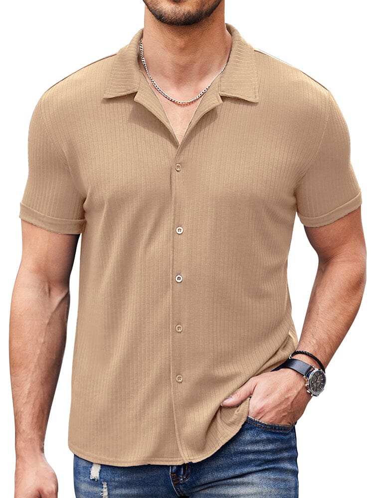 Camisa de punto canalé slim casual