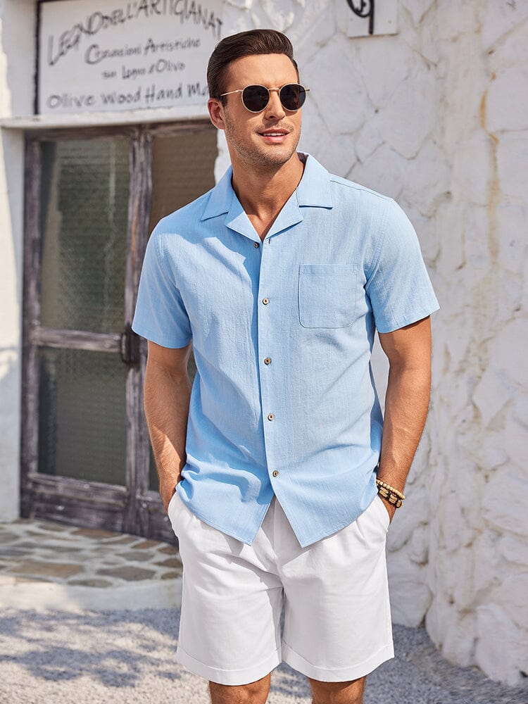 Camisa de playa 100% algodón de manga corta