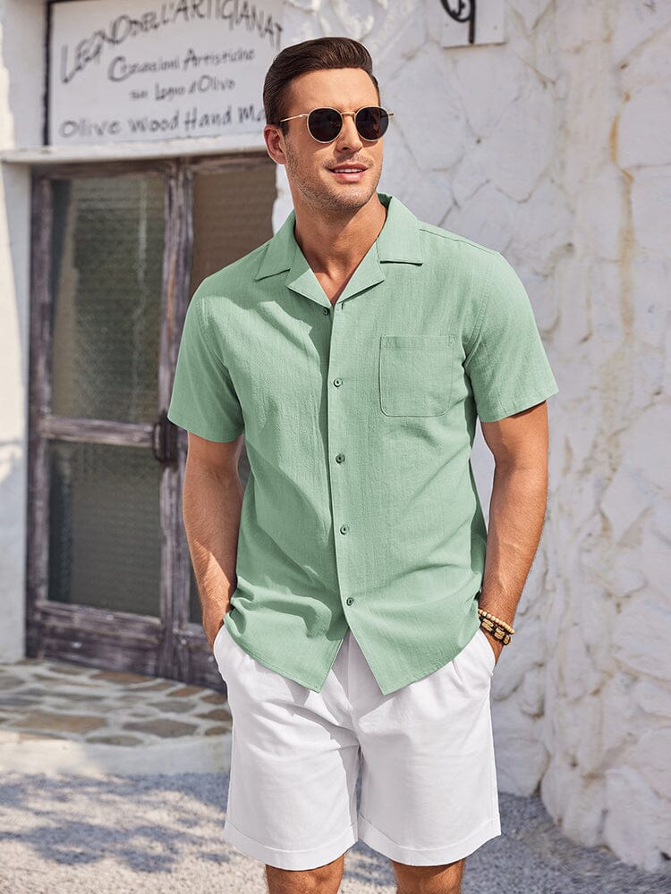 Camisa de playa 100% algodón de manga corta