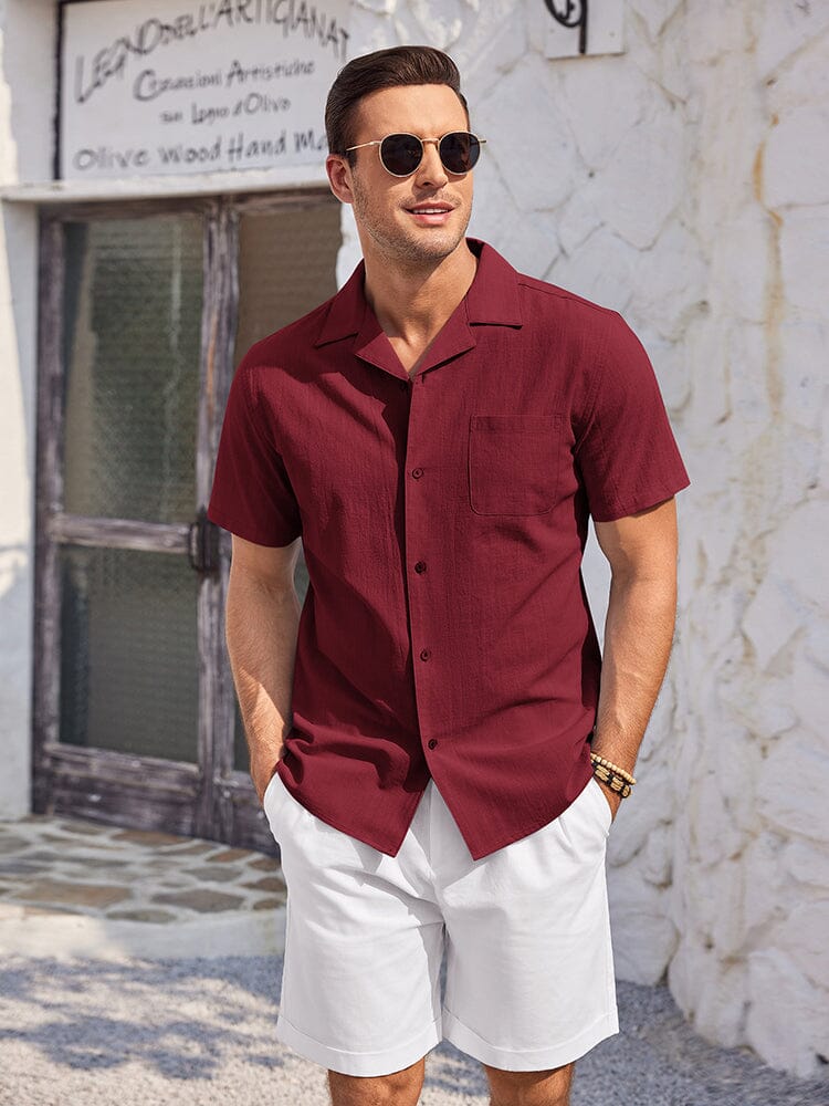 Camisa de playa 100% algodón de manga corta