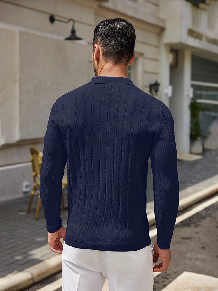 Polo de punto canalé casual y elástico