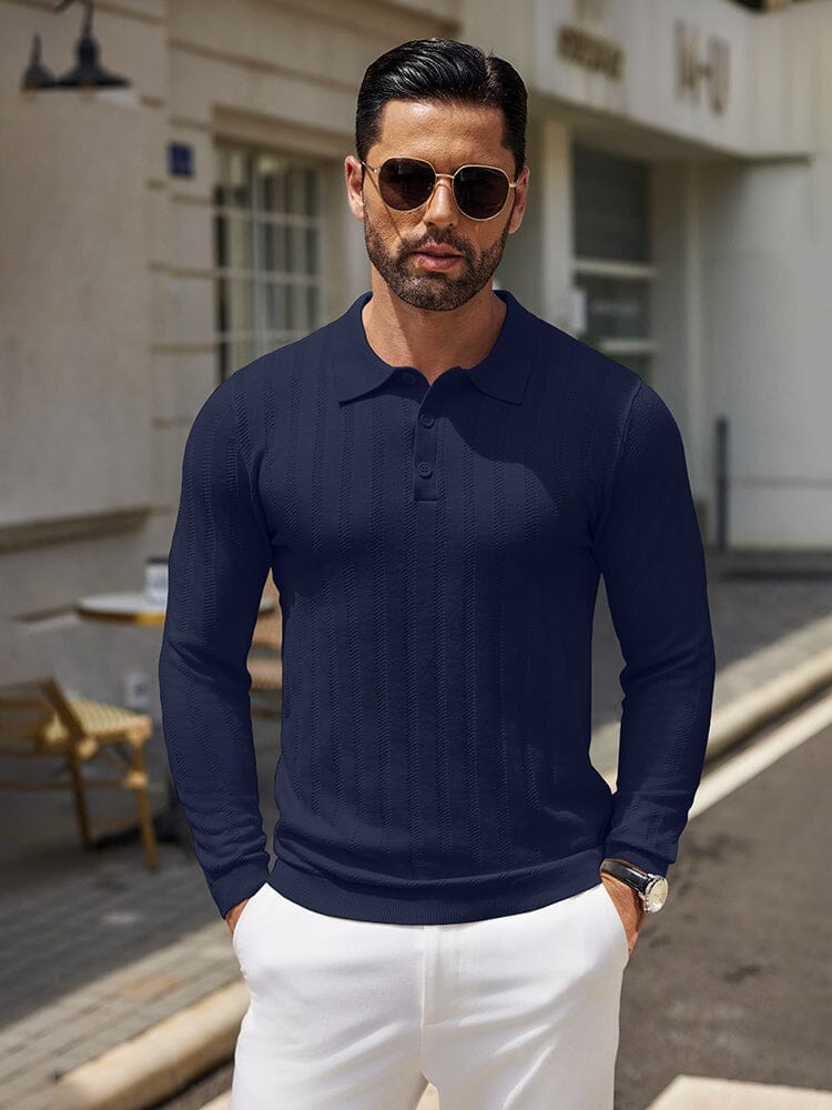 Polo de punto canalé casual y elástico