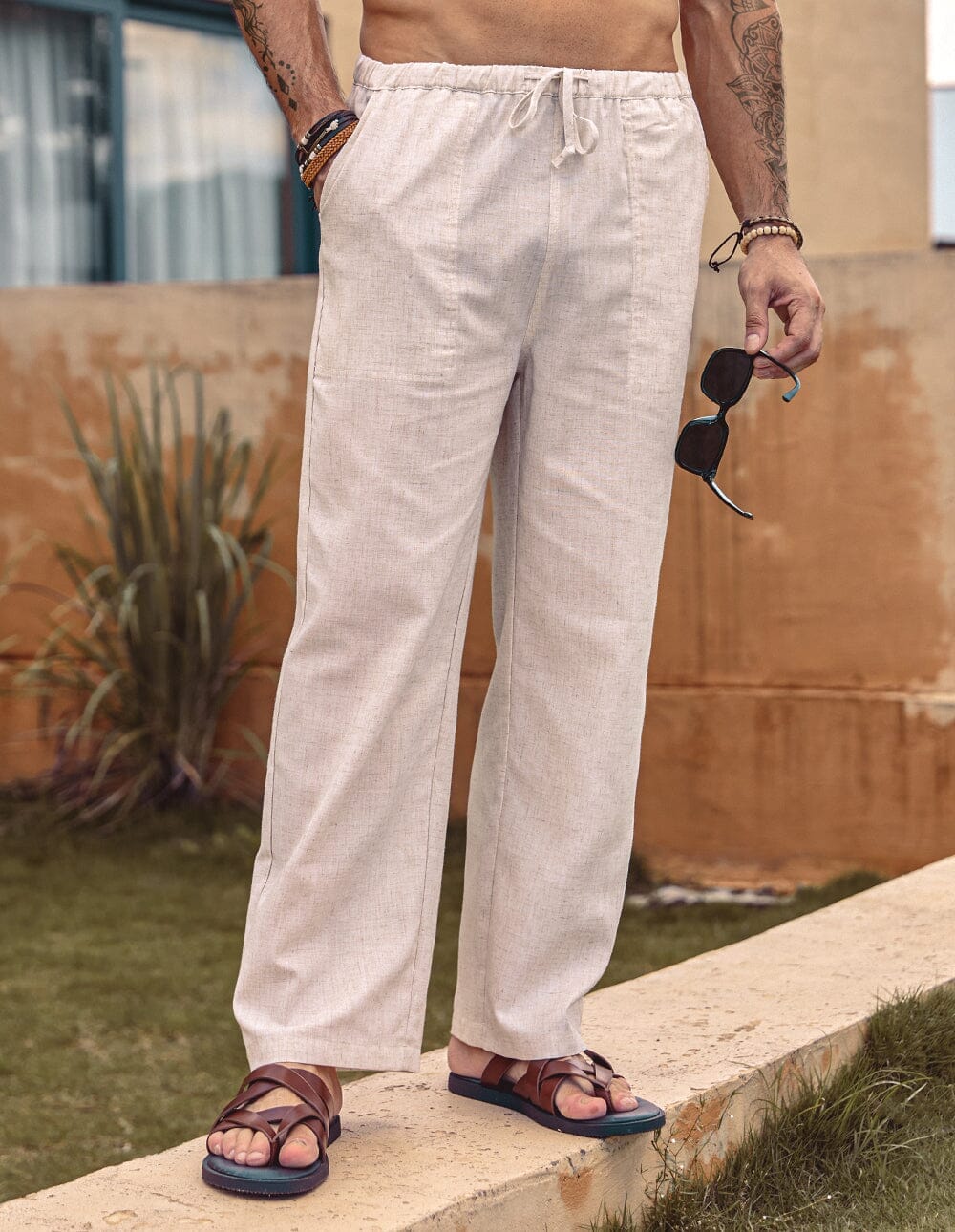 Pantalón holgado estilo lino