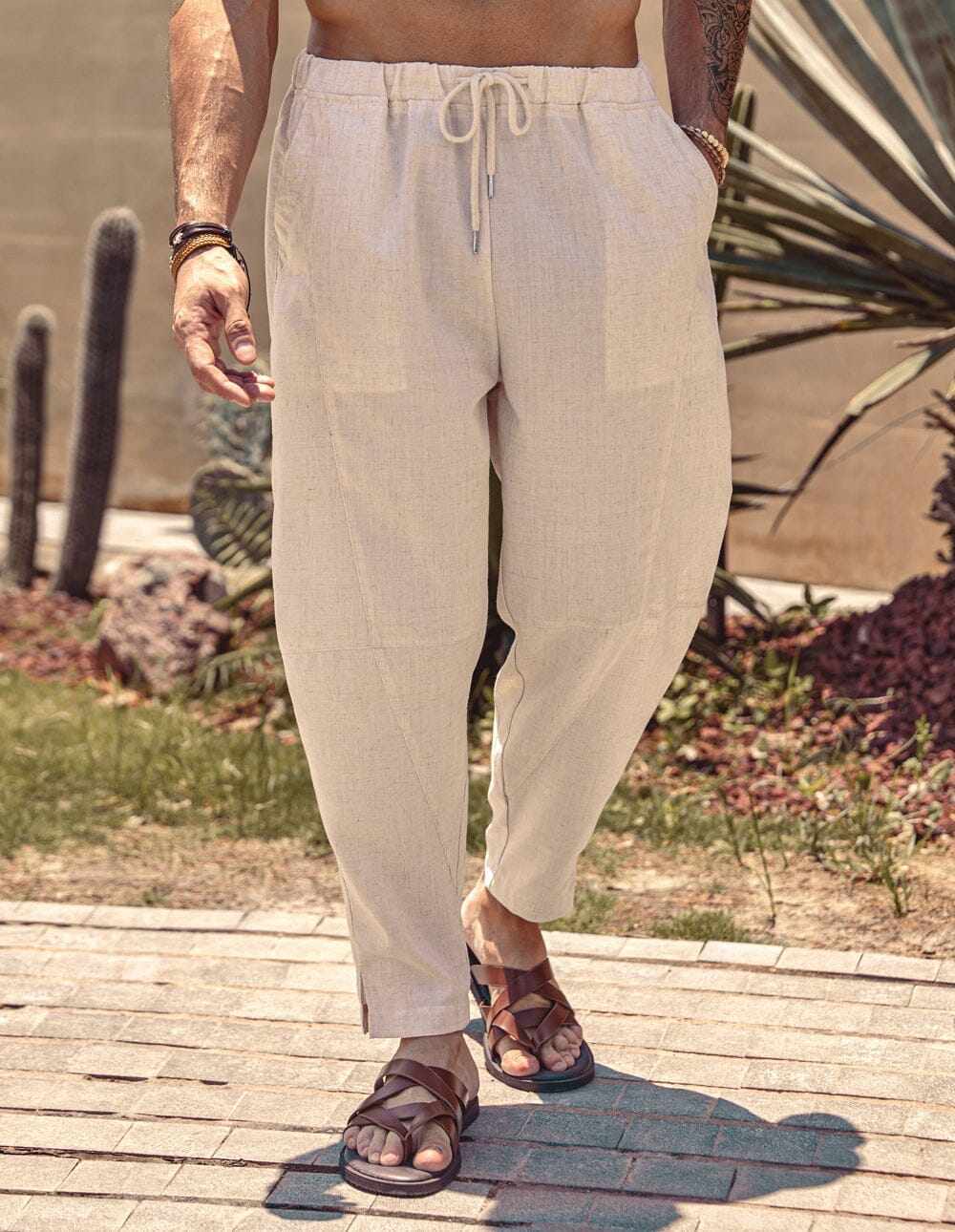 Pantalón harem holgado estilo playa