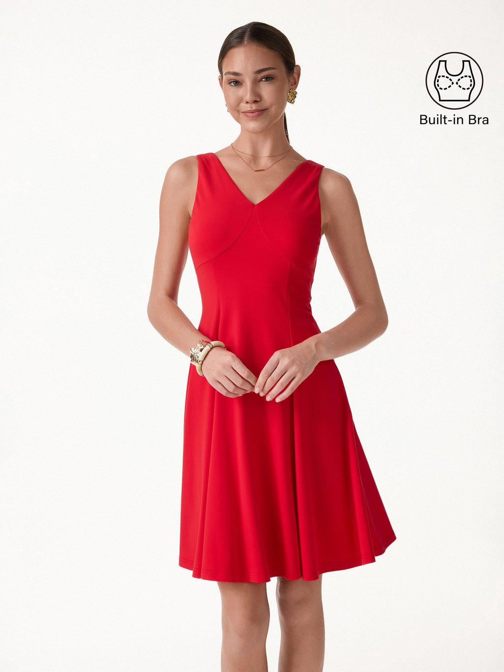 Vestido brami mini de cuello en V para viaje con bolsillos