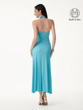 Vestido brami midi línea A de cuello halter, tacto fresco