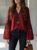 Blusa Rosie vintage bordada con rosas