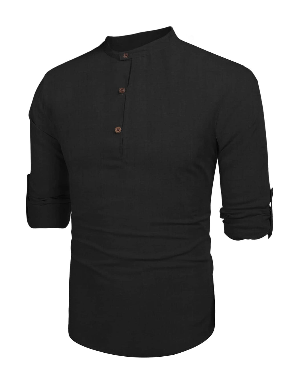 Camisa henley de lino de manga larga