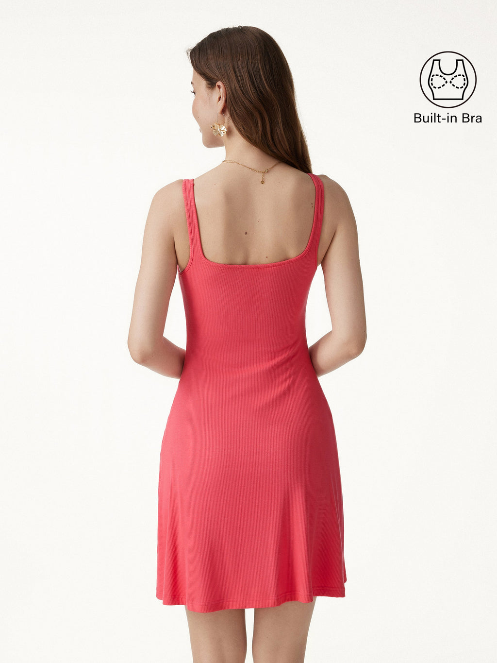 Vestido brami de cuello cuadrado y espalda abierta, tacto fresco
