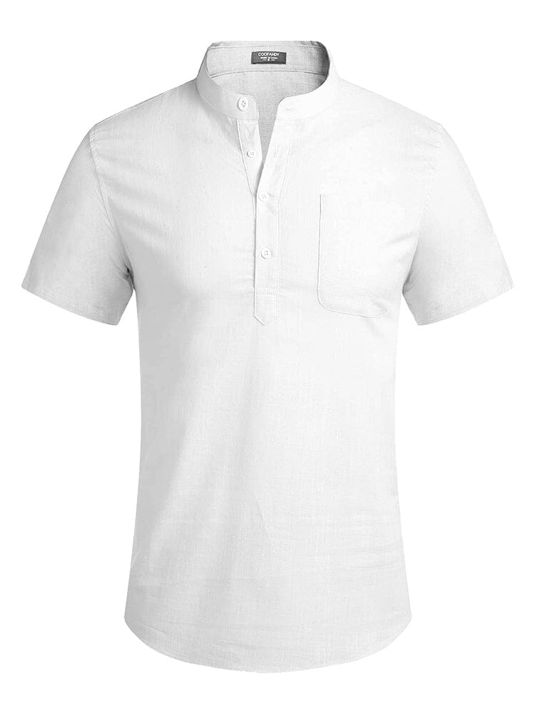 Camisa henley de lino y algodón de manga corta