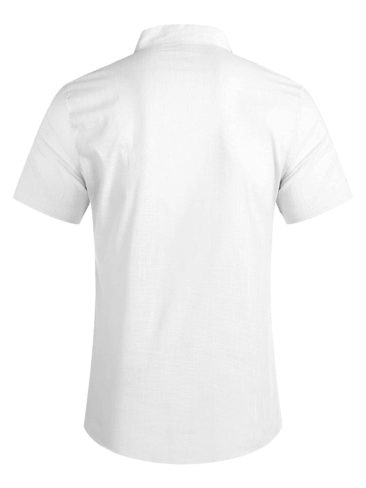 Camisa henley de lino y algodón de manga corta