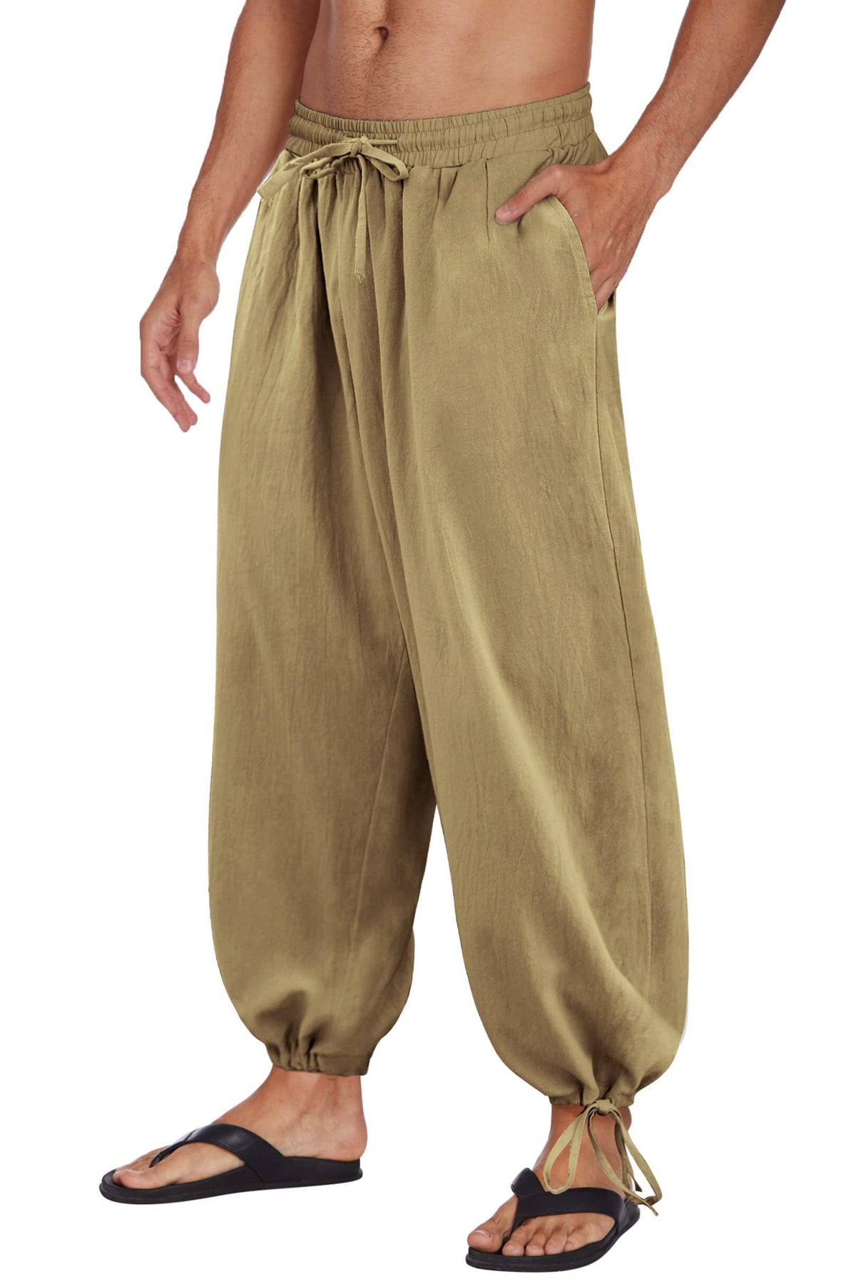 Pantalón harem estilo lino y algodón