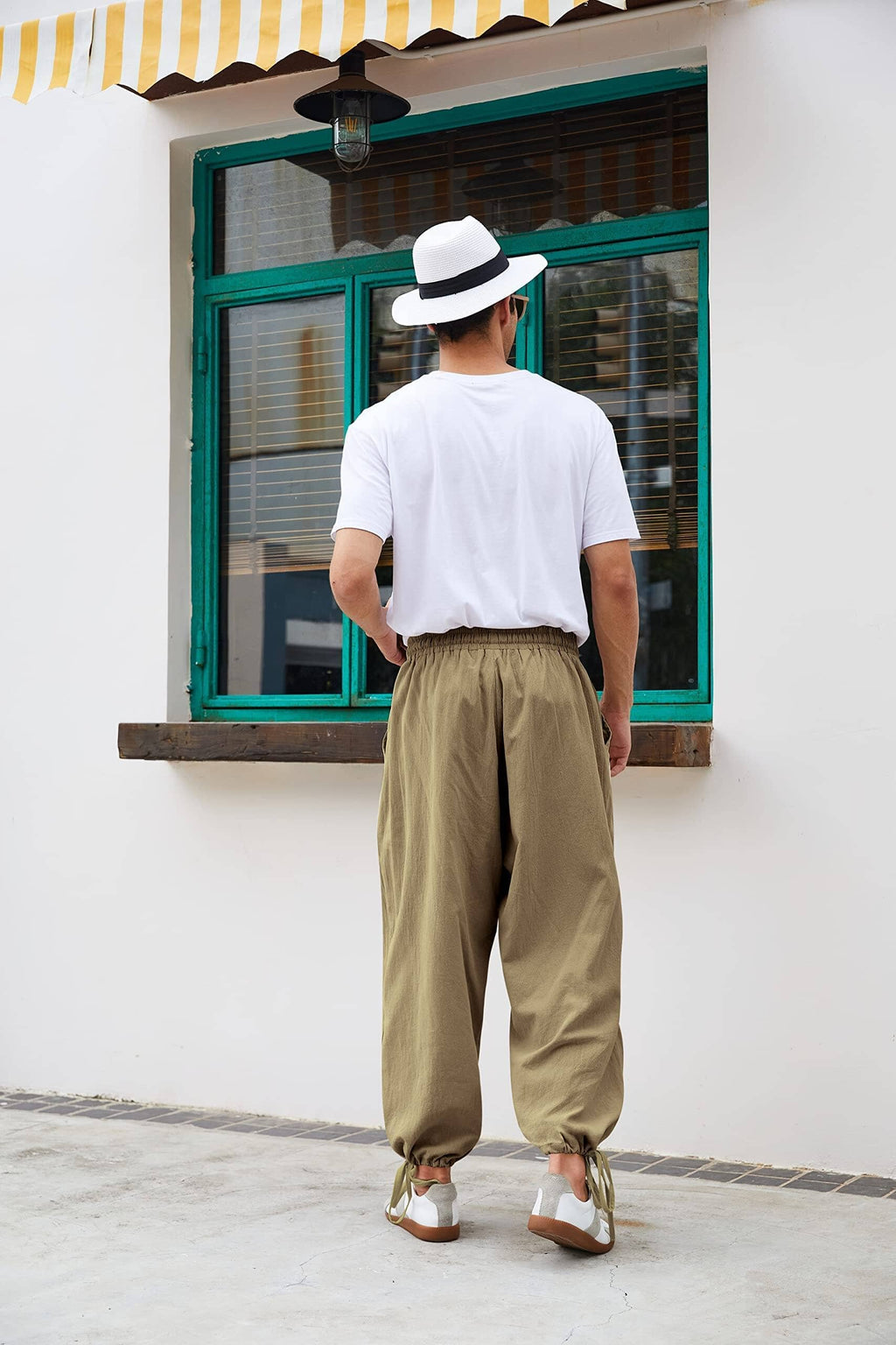 Pantalón harem estilo lino y algodón
